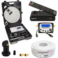 PremiumX Camping SAT TV Anlage HD Receiver Satelliten-Finder LNB Kabel Koffer SAT-Antenne