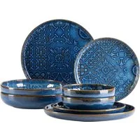 MÄSER Kombiservice Geschirr-Set, Service Traditional Tiles (8-tlg), 2 Personen, Steinzeug, kunstvolle Ornamente, 8 Teile, für 2 Personen