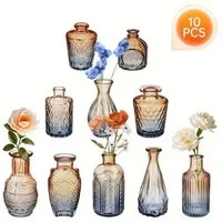 SEHAUSEU Dekovase Vase aus Glas Blumenvase (Set, 10 St) Verlaufsfarben klein, in 10 unterschiedlichen Formen