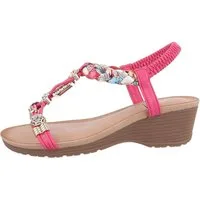 Ital-Design Damen Freizeit Keilsandalette (86016728) Keilabsatz/Wedge Keilsandaletten in Pink