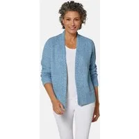 GOLDNER Strickjacke Elegante Grobstrickjacke, Zopfmuster Verschlusslose Baumwolljacke mit Schalkragen und Langarm
