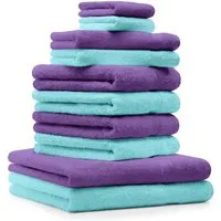 Betz Handtuch Set 10-TLG. Premium Farbe Lila & Türkis, 100% Baumwolle (Set, 10-St)