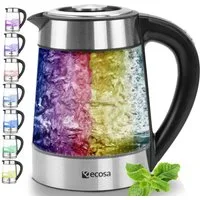 ecosa Wasserkocher EO-600, 1.7 l, 2200 W, Temperatureinstellung,LED-Beleuchtung,Edelstahl,BPA-frei,Farbwechsel