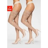 Vivance Halterlose Feinstrümpfe Komfort mit Silikonband für sicheren Halt und ein angenehmes Tragen (Packung, 2-Paar, 20den bis Gr. 52/54) mit breitem Spitzenband