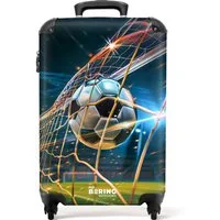 NoBoringSuitcases.com© Kinderkoffer Schwarzer und weißer Fußball trifft das Netz in einem Stadion 55x35x20, 4 Rollen, Kinder Koffer Klein, Trolley Handgepäck, Reisekoffer