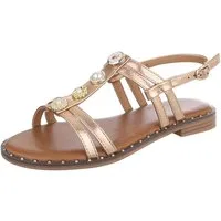 Ital-Design Damen Sandale mit Zierelementen und Fersenriemen Riemchensandalette (92002738) Blockabsatz Riemchensandalen in Roségold