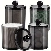TUWENA Wattestäbchenspender Wattestäbchen Behälter Set, Transparent Schwarze Kosmetik Organizer, (4-tlg)