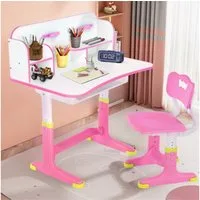 WILGOON Kinderschreibtisch Schreibtisch und Stuhl-Set für Kinder, Höhenverstellbarer (set, Schülerschreibtisch Set mit Stuhl, Lampe und Schublade), Kinder Schreibtisch für Jungs & Mädchen