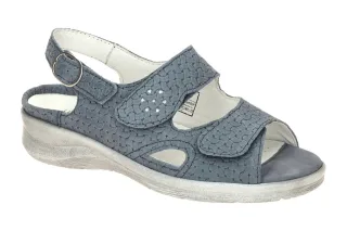 Waldl?ufer 811004 Damen Sandale MERLE in Blau Jeans Silber, Keilabsatz 2,5cm