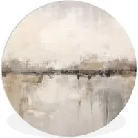 MuchoWow Gemälde Moderne Kunst - Abstrakt - Beige, Fotodruck (1 St), Kreis Wanddekoration, Rundes Wandbild, 30x30 cm