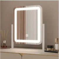 WDWRITTI Kosmetikspiegel LED Schminkspiegel 3Lichtfarben Helligkeit dimmbar Touch Tischspiegel (Make Up Spiegel, 360° Drehbar), Umweltschutz Spiegel, energiesparender