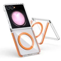 Wigento Handyhülle Für Samsung Galaxy Z Flip7 Dual Color Hybrid TPU MagSafe Hülle Orange, Dual Color MagSafe Hülle mit Acryl + TPU