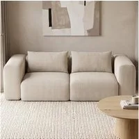 skølm Sofa Hårga aus Cord, Vollschaumcouch mit Federkern und Vakuum-Kompression, Couch 2-Sitzer inkl. 2 Kissen, Beige, kein Aufbau erforderlich