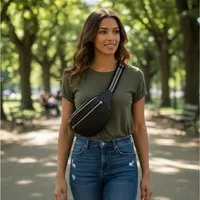 MF Bauchtasche Black Pulse Bauchtasche Umhängetasche Schwarz Rindsleder (1-tlg)