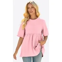 Imily Bela T-Shirt Damen Lässiges Babydoll Tunika Oberteil (Packung, 1-tlg., 1per-Pack) mit Rüschensaum