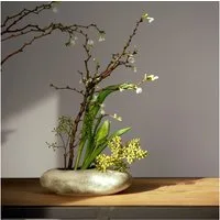 Florists Products Übertopf Dekoschale Keramik oval Creme Graugrün 19×14×5cm modern