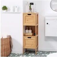 Kleankin Badkommode Aufbewahrungsschrank mit Kippschutz aus Bambus (Badschrank, 1 St., Badezimmerschrank), Naturholz, 30 x 30 x 90 cm