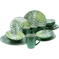 CreaTable Kombiservice Tropicana Grün (16-tlg), 4 Personen, Steinzeug