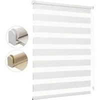 Doppelrollo Doppelrollo Klemmfix ohne Bohren Duo Rollo Leinenoptik Rollo Jalousie, Sekey, für Fenster und Tür, freihängend mit Klemmträger, Seitenzugrollo