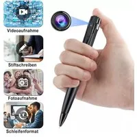 SpionProfi Überwachungskamera Kugelschreiber Kamera Stift Video Ton Bild Aufnahme Full HD 1080p (Innenbereich, Außenbereich, 1-tlg., Versteckte Spycam Mini Kamera im Kugelschreiber mit Schreibfunktion)