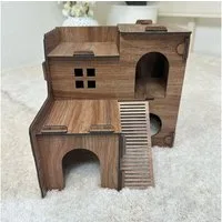 Jungengel Kleintierhaus Hamsterhaus Mäusehaus Holz Hamsterhütte Mäusehütte Tierhaus, 100% Holz, Einfache Montage, 23x21,5x21 cm, Robust & Langlebig