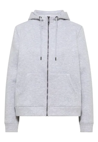 CECIL - Glitzernde Hoodie Sweatjacke luna grey melange - Gr. - L