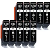 Druckerparadies 10er Sparpack für Canon 580 XXL Druckerpatronen Set Tintenpatrone (10-tlg., TS6150 TS6151 TS6240 TS6241 TS6250 TS6251 TS6350 TS6351 TS705)