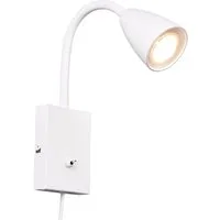 TRIO Leuchten LED Leselampe mit Schalter und Stecker, Höhe 23,5cm, Dimmfunktion, LED wechselbar, Warmweiß, innen Wand-Leuchte mit Kabel, Nachttischlampe & Bett-Lampe zum Lesen