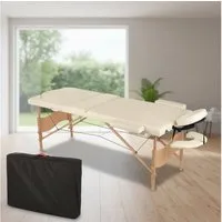 Melko Massageliege Massagebank Liege 3 Zonen klappbar mobil Holz Beige Blau Schwarz Gelb (Stück, Liege), Extra dicke und bequeme Polsterung für optimalen Liegekomfort