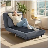 HOMCOM Sessel Schlafsofa Extra Breit 3-in-1 Klappbar, Leinenoptik Chaiselongue (Relaxsessel, 1-St., Klappsessel), für Wohnzimmer, Schlafzimmer, Grau