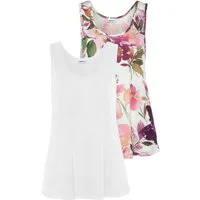 Beachtime by Lascana Tanktop (2er-Pack) mit Blumendruck, lockere Sommertops aus Jersey