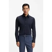 BOSS Businesshemd HANK Slim-Fit, aus funktionalem Stretch-Twill, Kentkragen