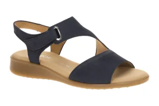 Gabor 82.803.36 Damen Sandalette blau Nubuck Keilabsatz 2cm Klettverschluss
