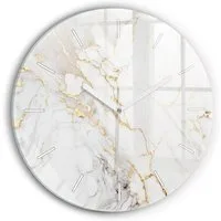 Tulup Wanduhr Runde Glasuhr Marmoruhr aus Gehärtetem Glas Elegante Uhr