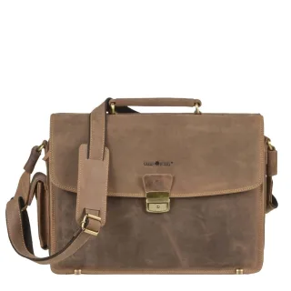 Notebook-Aktentasche Leder antikbraun 43x29cm A4 | Greenburry Vintage Laptoptasche mit Organizer 37x26cm. Edle Businesstasche für Herren und Damen.