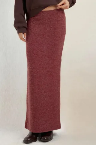 Elastischer Taillenrock mit weicher Textur und Schlitz