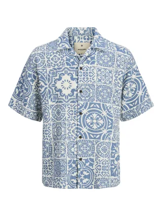 JACK&JONES - JPRBLUTRISTAN PRINT RESORT S/S SHIRT quiet harbor - Gr. - M