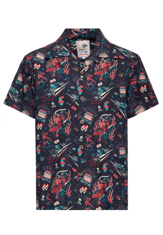 King Kerosin Herren Hawaii Hemd Rockabilly Devil