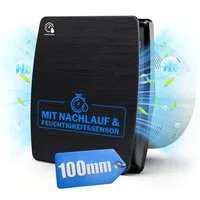 XERSEK Badlüfter 6" Wandventilator Leiser Abluftventilator mit Feuchtesensor Nachlauf, 12W 95m³/h Feuchteschutz Lüfter inkl.Rückstauklappe Selbststart