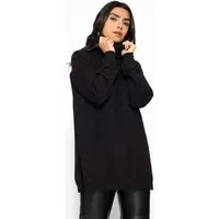 SASSYCLASSY Rollkragenpullover Oversize Rollkragenpullover für Damen Moderner Pullover mit langen Seitenschlitzen Offwhite Pink Schwarz