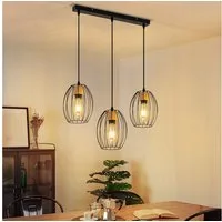 ZMH Pendelleuchte Hängeleuchte Esstisch - Esstischleuchte, sandfarben, Metall, E27, Esszimmerlampe Schwarz Küchenlampe (ohne Leuchtmittel)