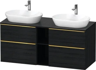 Duravit D-Neo Konsolenwaschtischunterbau wandhängend Eiche Schwarz Matt 1400x550x664 mm - DE4970B341 DE4970B34160000