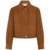 BOSS ORANGE Lederjacke Salisa Premium Damenmode Blouson aus Veloursleder
