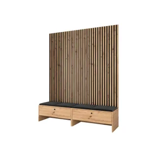 Mirjan24 Garderobe, Schwarz, Holzwerkstoff, 4-Sitzer, 170x206x44 cm, Garderobe, Garderoben-Sets & Serien, Garderoben-Sets