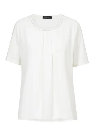FRANK WALDER - Blusenshirt NOS mit Kellerfalten-Detail ecru - Gr. - 42