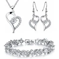 Kim Johanson Schmuckset Herz Silber (Set, 4-tlg., Inkl. Schmuckbox), mit Halskette, Ohrringe und Armband