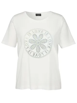 VIA APPIA DUE - T-Shirt Rundhals 1/1 Arm Motiv Strass ecru multicolor - Gr. - 44