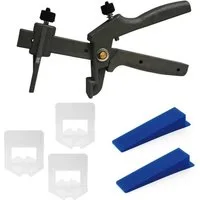 Lantelme Verlegeset 3mm Fliesen Verlegehilfe Set 100 Zuglaschen + 50 Keile + Zange, B: 0,3 cm, Fugenbreite 3mm