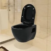 vidaXL Tiefspül-WC, Wand-WC Keramik Schwarz