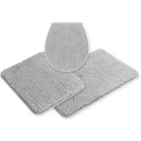 OTTO home Badematte Sanremo Premium, Badvorleger, Badezimmer Teppich, sehr weich, Höhe 35 mm, rutschhemmend beschichtet, schnell trocknend, fußbodenheizungsgeeignet, Polyester, rechteckig, 3-tlg. Hänge-WC Set, Badteppich, unifarben, rechteckig & als 